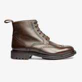 DARK BROWN LEATHER LACE UP BROGUE WINGTIP BOOTS - BDB34