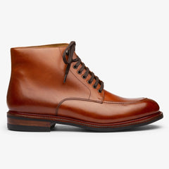 TAN LEATHER LACE UP MOC TOE DERBY BOOTS - BT50