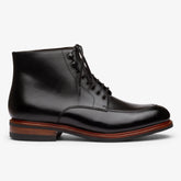 BLACK LEATHER LACE UP MOC TOE DERBY BOOTS - BB49