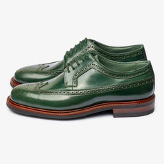 GREEN LEATHER BROGUE WINGTIP ROUND TOE OXFORDS FORMALS - FWG21