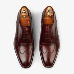 BURGUNDY LEATHER WINGTIP OXFORDS FORMALS - FB23