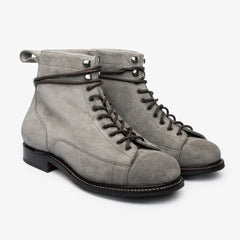 GREY SUEDE LEATHER ROUND TOE LACE UP BOOTS - BGS30