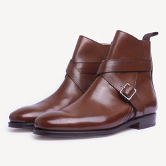BROWN LEATHER JHODPUR STYLE BOOTS - BBJ40