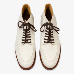 WHITE LEATHER LACE UP MOC TOE DERBY BOOTS - BW48