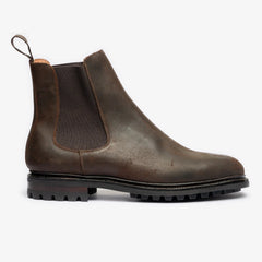BROWN LEATHER SLIP ON CHELSEA BOOTS - BB38