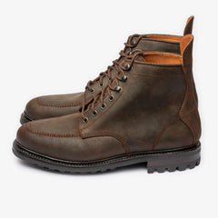 RUGGED LEATHER LACE UP MOC TOE DERBY BOOTS - BR32