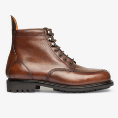 BROWN LEATHER LACE UP MOC TOE DERBY BOOTS - BR33