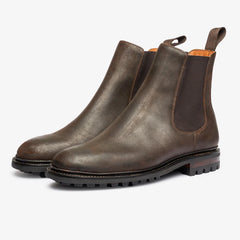 BROWN LEATHER SLIP ON CHELSEA BOOTS - BB38