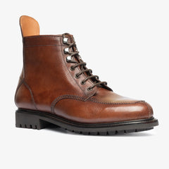 BROWN LEATHER LACE UP MOC TOE DERBY BOOTS - BR33
