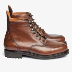 BROWN LEATHER LACE UP MOC TOE DERBY BOOTS - BR33