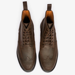 RUGGED LEATHER LACE UP BROGUE WINGTIP BOOTS - BR31