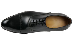 BLACK LEATHER BROGUE ROUND TOE CAP OXFORDS - FBL11