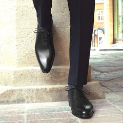 BLACK LEATHER WHOLECUT OXFORD SHOES - FBL01