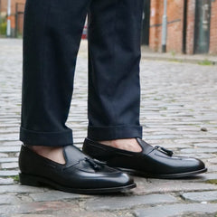 BLACK ROUND TOE TASSEL LOAFERS - LB9