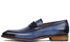 BLUE LEATHER SLIP ON LOAFERS SHOES - LB1
