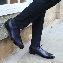 BLUE LEATHER WHOLECUT OXFORD SHOES - FBL03