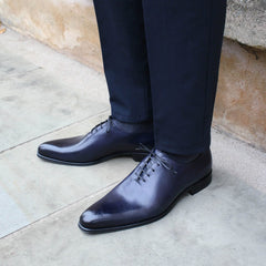 BLUE LEATHER WHOLECUT OXFORD SHOES - FBL03
