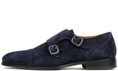 BLUE SUEDE LEATHER DOUBLE MONK STRAP SHOES - MBS4