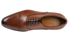 BROWN LEATHER BROGUE ROUND TOE CAP OXFORDS - FBR10