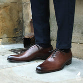 BROWN LEATHER WHOLECUT OXFORD SHOES - FB04