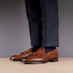 BROWN ROUND TOE TASSEL LOAFERS - LBR10