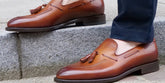BROWN ROUND TOE TASSEL LOAFERS - LBR10