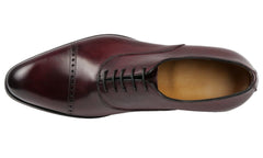 BURGUNDY LEATHER BROGUE ROUND TOE CAP OXFORDS - FBR12