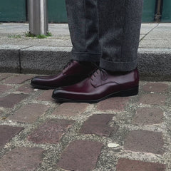 BURGUNDY LEATHER DERBY FORMAL SHOES - FBRD14