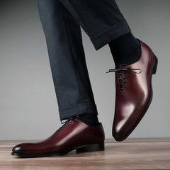 BURGUNDY LEATHER WHOLECUT OXFORD SHOES - FBU2