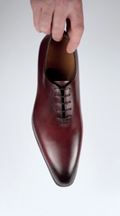 BURGUNDY LEATHER WHOLECUT OXFORD SHOES - FBU2