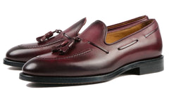 BURGUNDY ROUND TOE TASSEL LOAFERS - LBR11