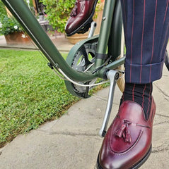 BURGUNDY ROUND TOE TASSEL LOAFERS - LBR11