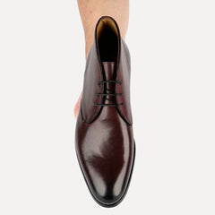 BURGUNDY LEATHER CHUKKA LACE UP BOOTS - BBU20
