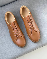 BROWN LEATHER LOW TOP SNEAKERS - SB1