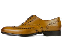 LIGHT TAN LEATHER BROGUE WINGTIP ROUND TOE OXFORDS FORMALS - FLT20