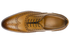 LIGHT TAN LEATHER BROGUE WINGTIP ROUND TOE OXFORDS FORMALS - FLT20