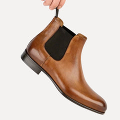 TAN LEATHER SLIP ON CHELSEA BOOTS - BT5