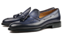 NAVY BLUE ROUND TOE TASSEL LOAFERS - LNR8