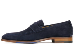 NAVY BLUE SUEDE LEATHER SLIP ON LOAFERS SHOES - LBLS6