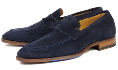 NAVY BLUE SUEDE LEATHER SLIP ON LOAFERS SHOES - LBLS6