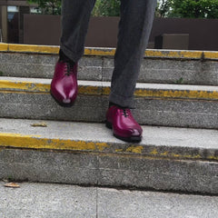 PLUM GREY LEATHER WHOLECUT OXFORD SHOES - FP06