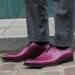 PLUM GREY LEATHER WHOLECUT OXFORD SHOES - FP06