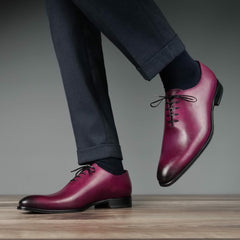 PLUM GREY LEATHER WHOLECUT OXFORD SHOES - FP06
