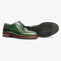 GREEN LEATHER BROGUE WINGTIP ROUND TOE OXFORDS FORMALS - FWG21
