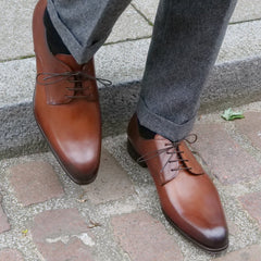 TAN LEATHER DERBY FORMAL SHOES - FT16