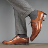 TAN LEATHER DERBY FORMAL SHOES - FT16