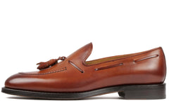 TAN LEATHER ROUND TOE TASSEL LOAFERS - LT12