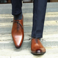 TAN LEATHER WHOLECUT OXFORD SHOES - FT05