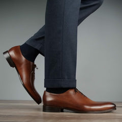 TAN LEATHER WHOLECUT OXFORD SHOES - FT05