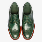 GREEN LEATHER BROGUE WINGTIP ROUND TOE OXFORDS FORMALS - FWG21